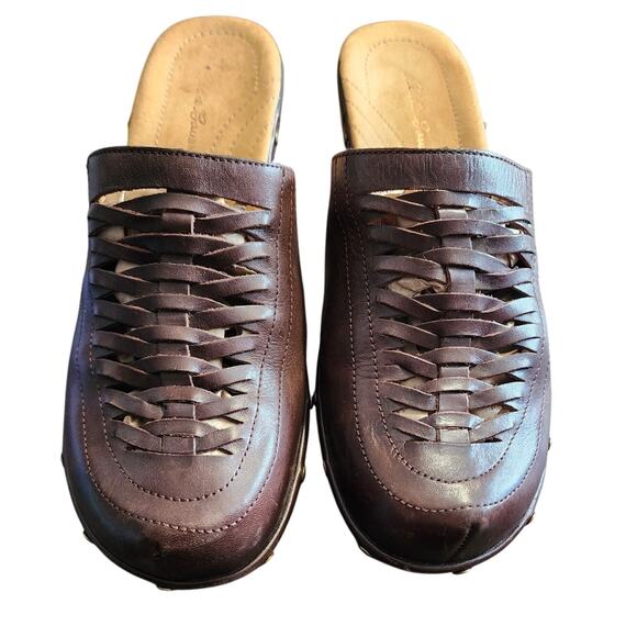 Eddie Bauer Brown Leather Slip On Mule Clog Size 11M - Picture 2 of 7